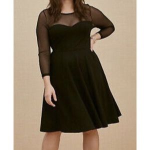 Black Premium Ponte and Mesh Dress - Torrid